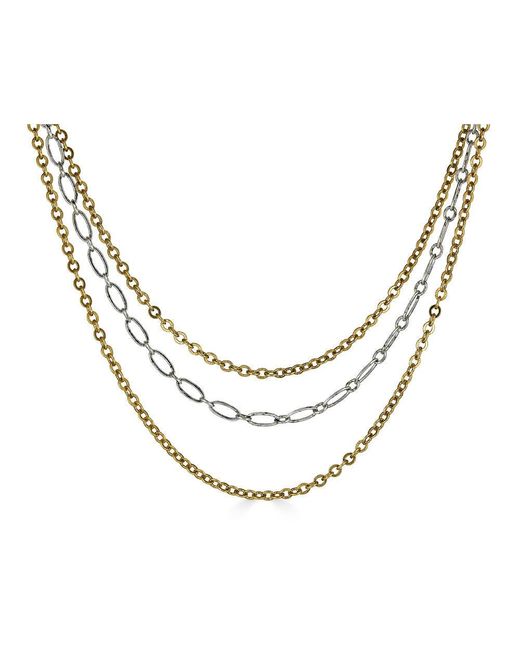 Loni Paul Jewelry Metallic Mixed Metal Delicate Three Strand Necklace
