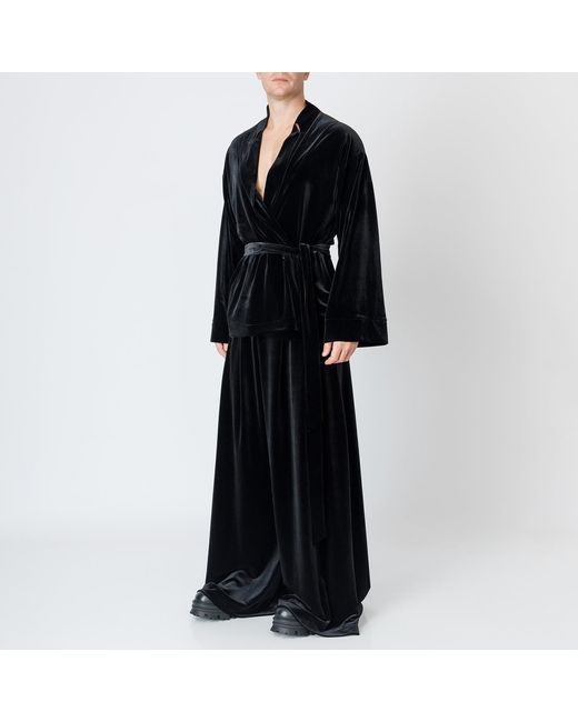 LIA ARAM Black Velvet Belted Wrap Blazer