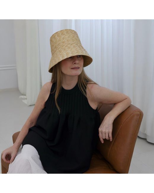 London Atelier Byproduct Natural Neutrals Raffia Lamp Bucket Hat