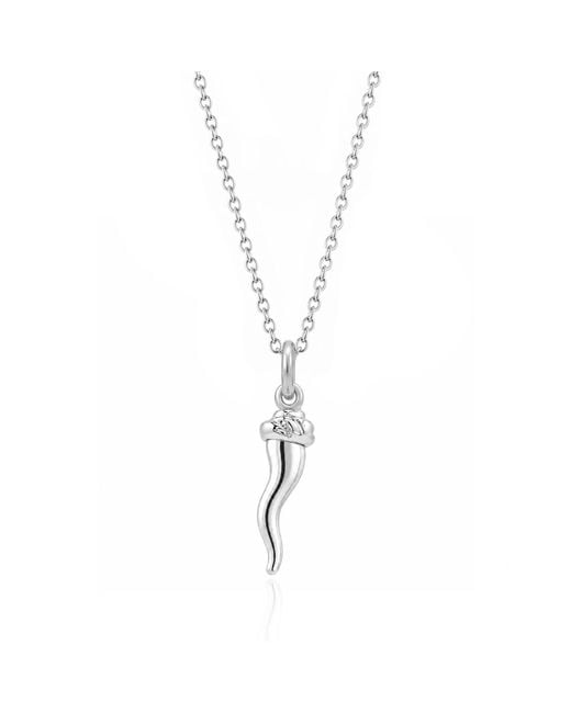 Unaloe Metallic Sterling Italian Horn Necklace With Sculptural Hat Detail for men