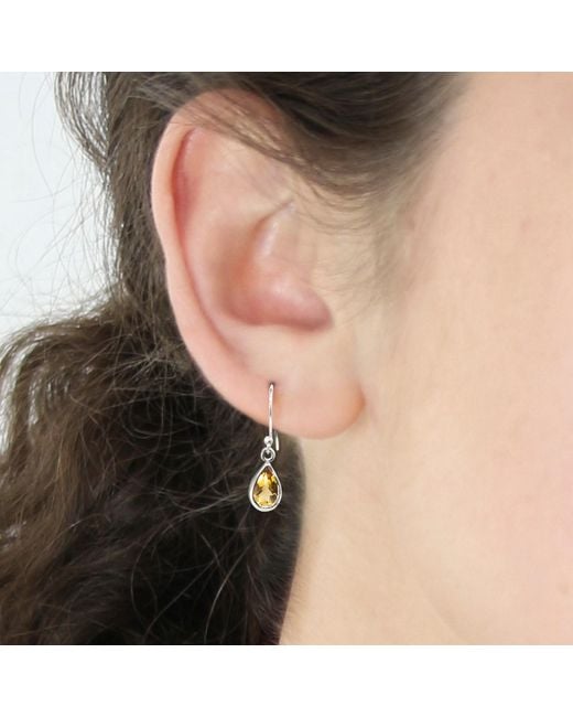 The Jewellery Store London Metallic Faceted Citrine Teardrop Earrings