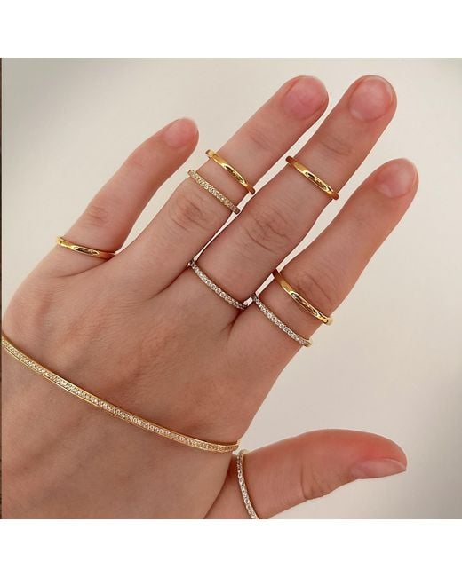 SALLY SKOUFIS Metallic Rythm Ring With Made Cz Diamond Stimulant