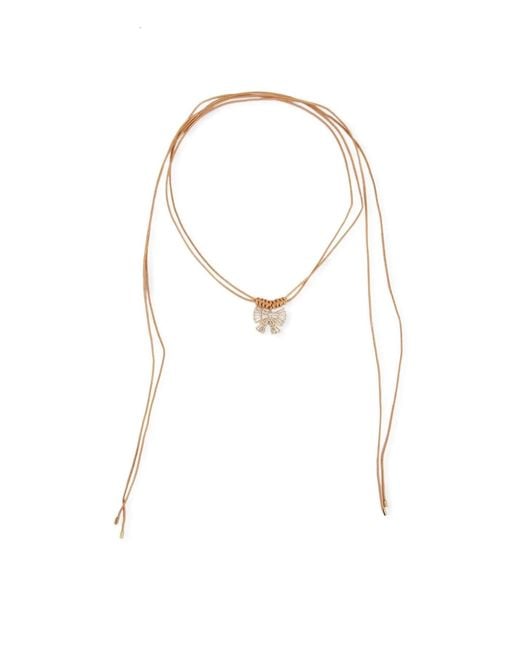 Saachi Multicolor Crystal Bow Leather Choker