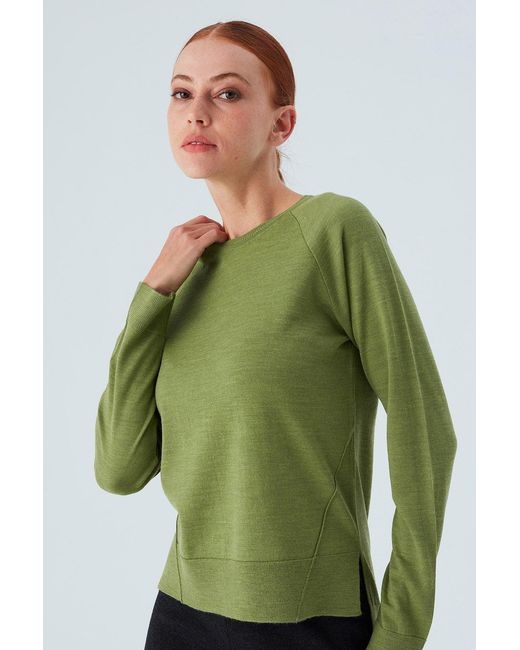 Peraluna Green Vanessa Slit Detailed Asymmetric Fine Pullover
