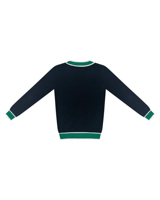Roch Perel Blue Trimmed V Neck Cardigan