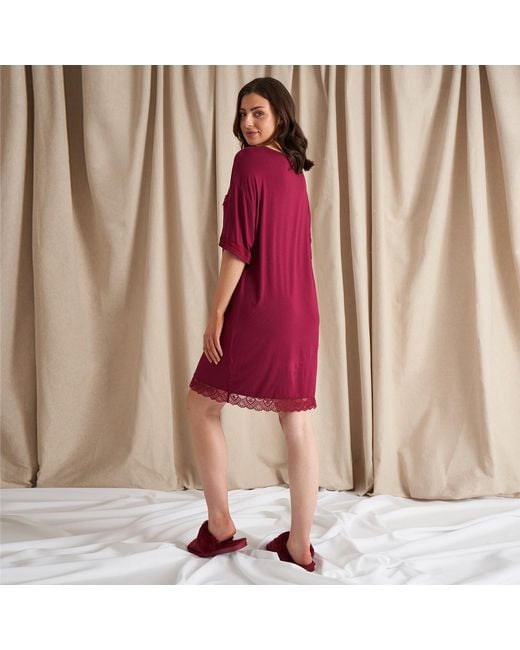 Pretty You London Purple Bamboo Lace Tee Dress