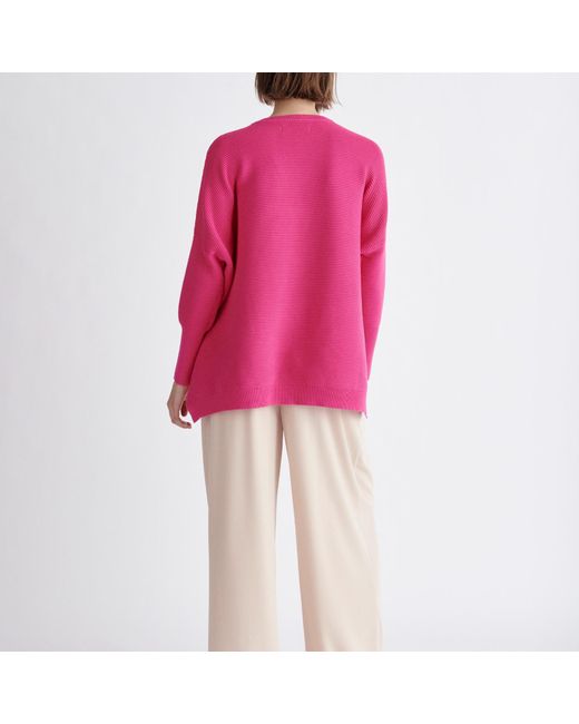 Paisie Ribbed Jumper In Hot Pink