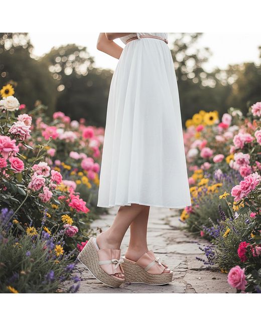 Beautiisoles by Robyn Shreiber Made in Italy Pink Neutrals Noelle Baby Espadrille Platform Wedge Slide Comfortable & Sexy Work & Pool Leather Sandal