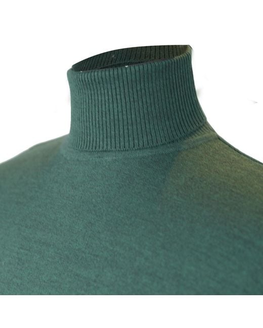 DAVID WEJ Green Harry Wool Roll Neck Jumper – for men