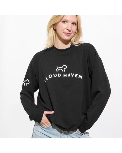 Cloud Haven Black Neutrals Boyfriend Logo Sweatshirt Espresso