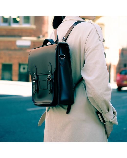 Zatchels Blue Handmade Leather City Backpack Plus