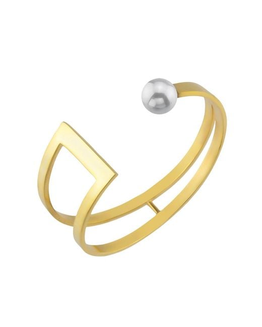 LINYA JEWELLERY Metallic Pearl Cuff Bracelet