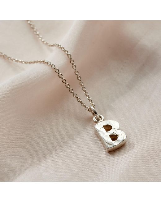 Posh Totty Designs Metallic Sterling Silver Textured Initial Letter Necklace