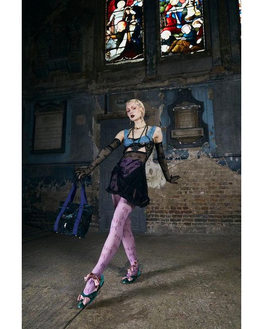 Natalia Petruch Blue Natasha Silk Velvet Tote Bag