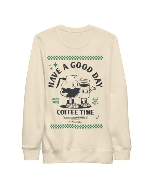 Anchor and Crew Natural Neutrals Bone Gustatory Have A Good Day Cotton Blend Embroidered Sweatshirt for men