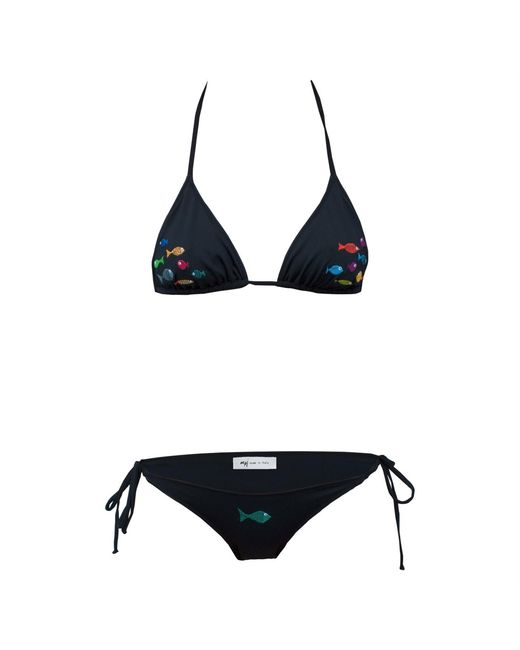My Pair Of Jeans Black Sexyfish Embroidered Bikini