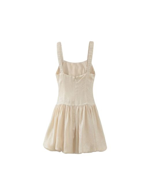 Aisl Natural Ruched Bust Bubble Hem Mini Dress
