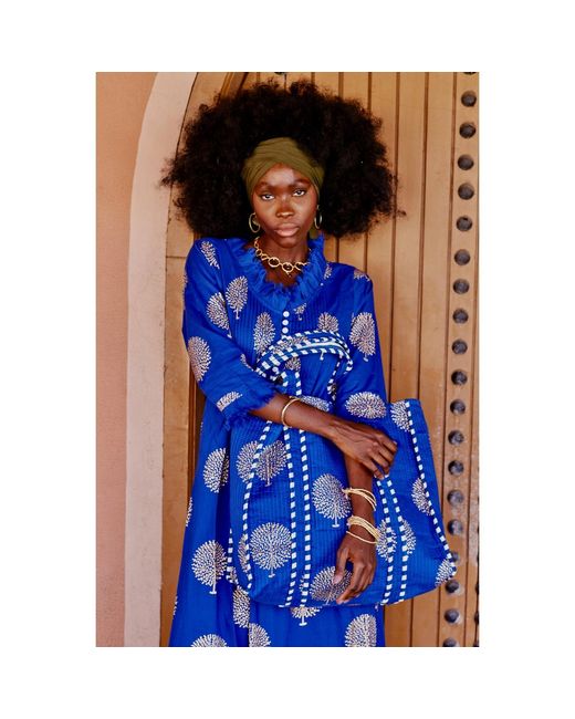 At Last Blue Cotton Annabel Maxi Dress