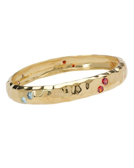 YAA YAA LONDON Metallic Rainbow Jewel Gold Textured Bangle