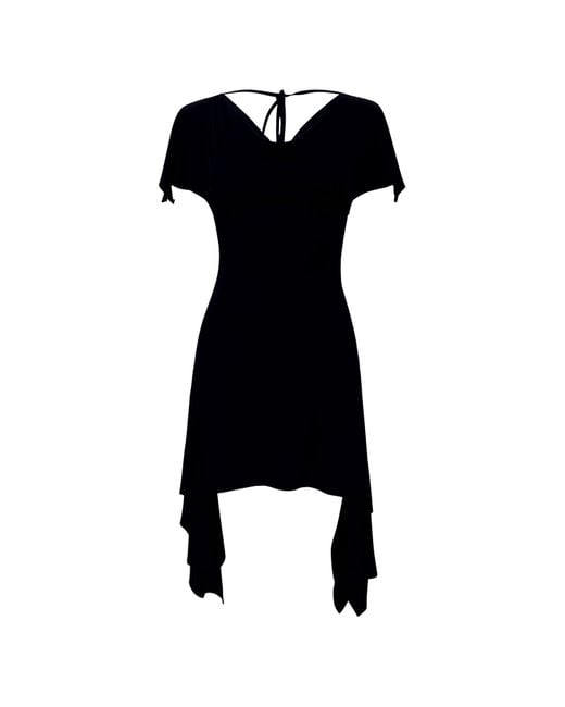 Why Mary Black Athena Asymmetrical Backless Mini Dress