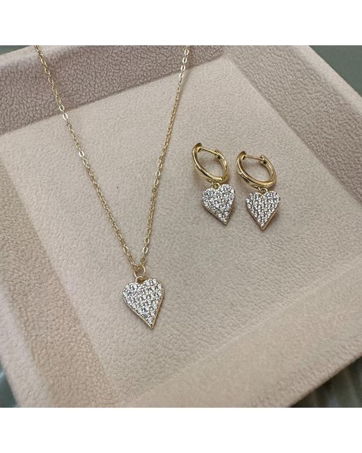 Clemence Wren Metallic Sparkly Heart Pendant Necklace