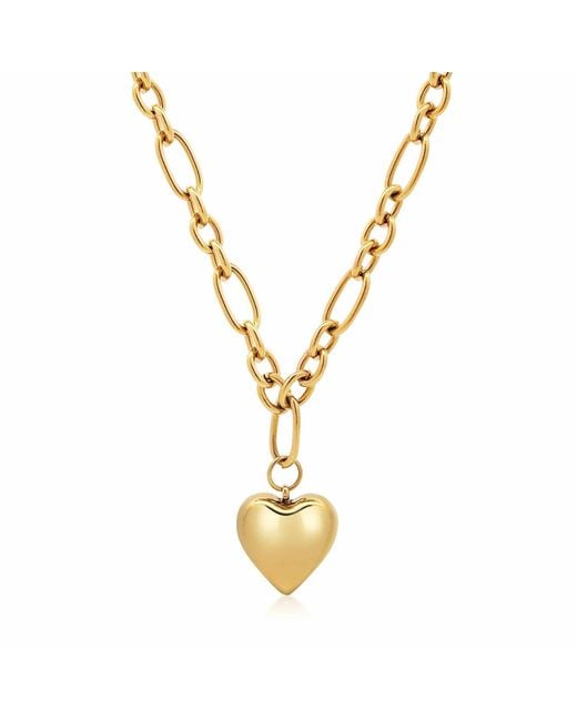 Nialaya Metallic Cable Choker With Chunky Heart Pendant