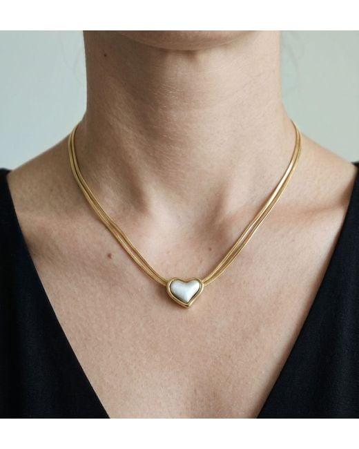 Uchi and Soto Metallic Kokoro Mixed Metal Heart Necklace