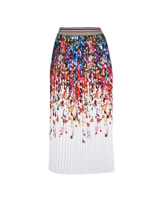 Lalipop Design White Floral Print Pleated Midi Skirt – Recycled Fabric