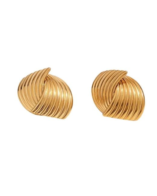 Nazzar Metallic Knot Ribbed Vintage Earrings