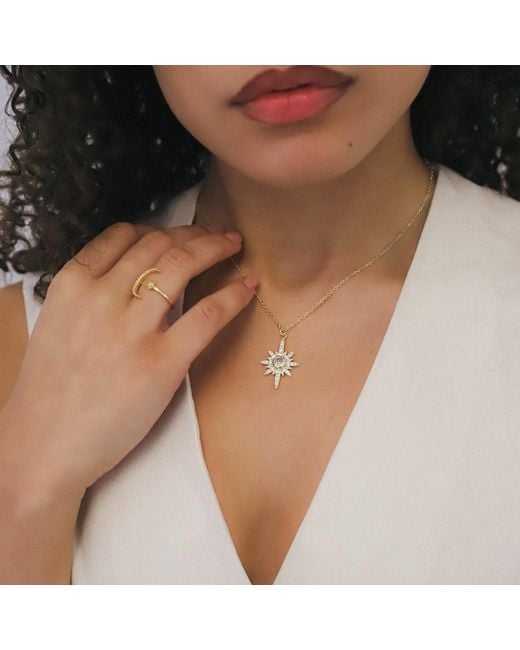 Luna Charles Metallic Heidi North Star Birthstone Necklace Plated April