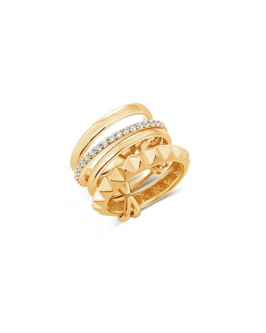 SALLY SKOUFIS Metallic Alchemy Stack Ring With Made Diamonds