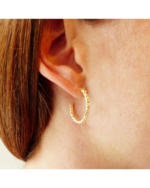 MOUNIR LONDON Metallic Vermeil Textured Hoop Earrings