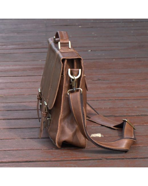 Touri Brown Worn Look Genuine Leather Laptop Bag for men