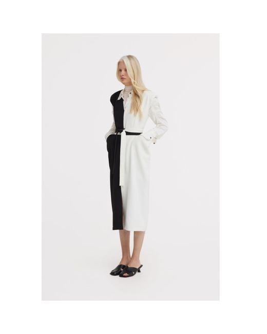 Julia Allert Black Neutrals Fashion Midi Dress With Belt And Bold Shoulders – & Ivory