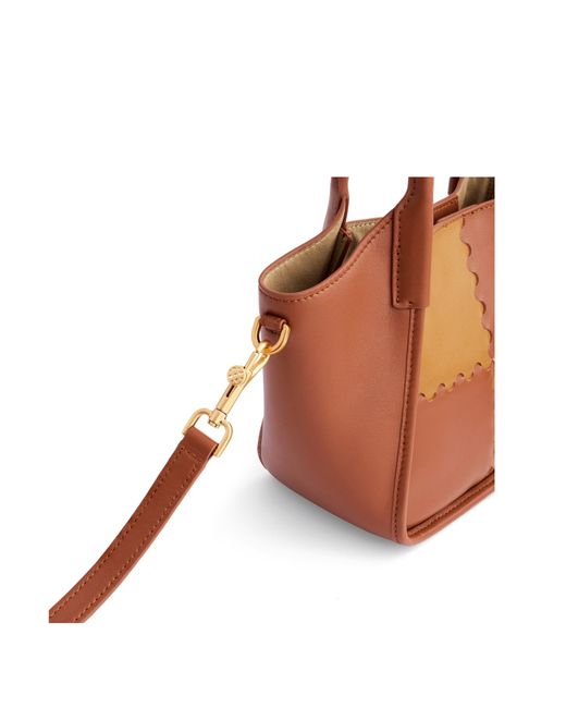 Orange Cube Brown Square Stitch Basket Bag