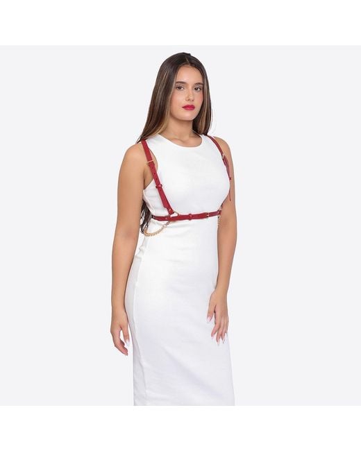 Haute Cuir Red Double Chain Leather Harness
