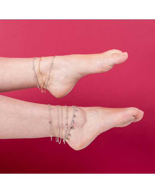 Lucy Quartermaine Metallic Solid Sterling Multi Drop Anklet