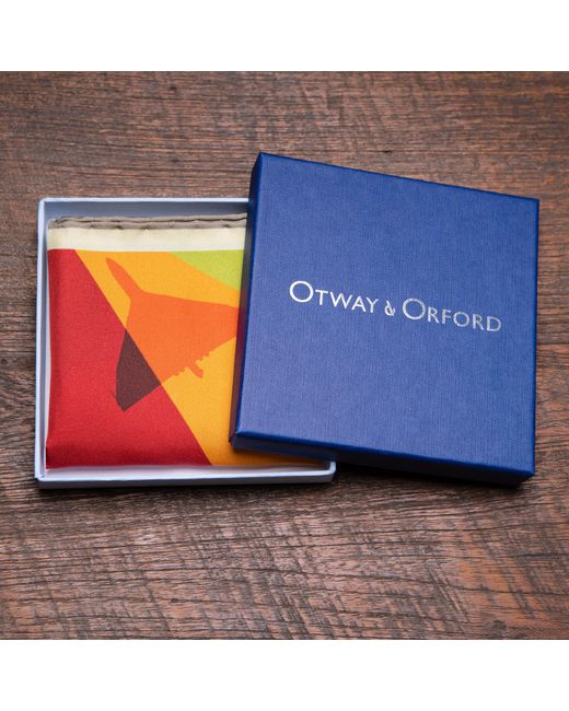 Otway & Orford Yellow 'A Beautiful Jigsaw' Vulcan Silk Pocket Square. Full-Size for men
