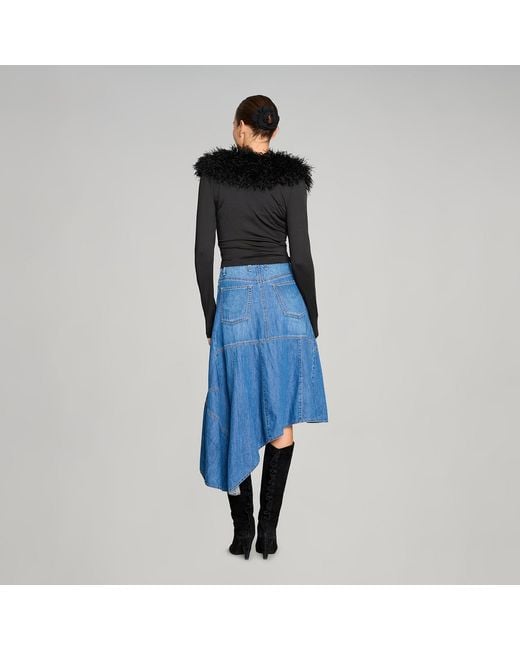 Love and Nostalgia Blue Little Wildflower Denim Midi Skirt