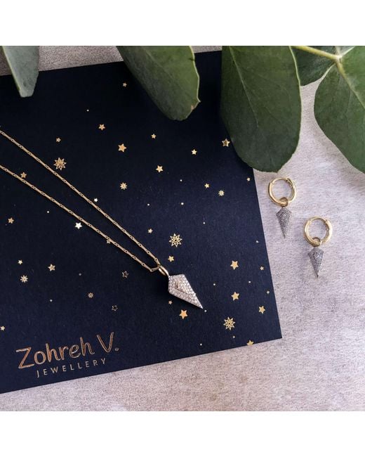 Zohreh Metallic Diamond Rhombus Hoop Earrings 9K