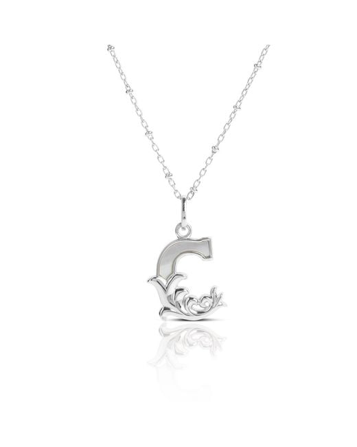 Kasun Metallic Solid C Initial Necklace With Mother Of Pearl