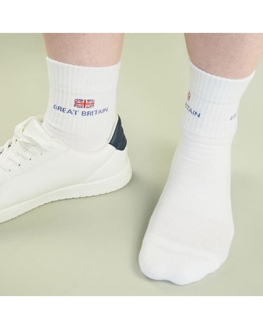 Peper Harow - Made in England White Great Britain Luxury Sports Socks for men