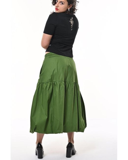 Frock Tales Green Mylar Puffball Midi Skirt