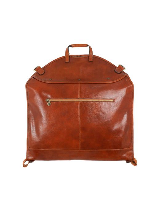Time Resistance Brown Cognac Leather Garment Bag for men