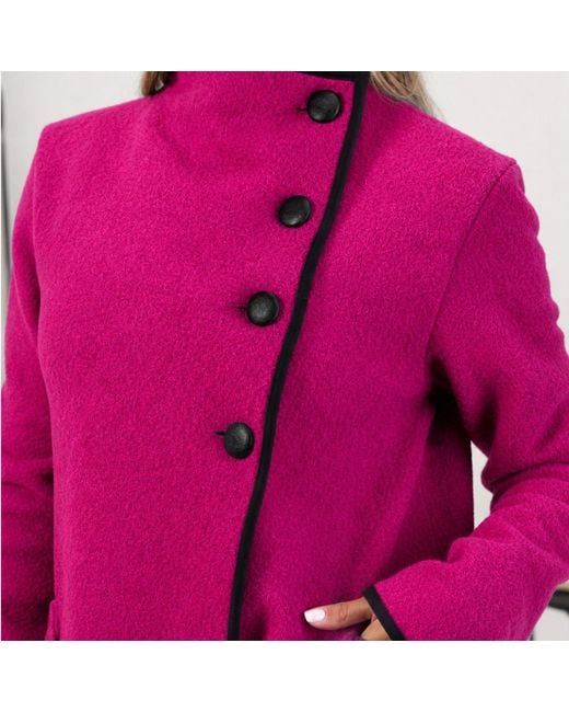 Nikka Place Pink Boiled Wool Buttoned Cardigan With Big Pockets