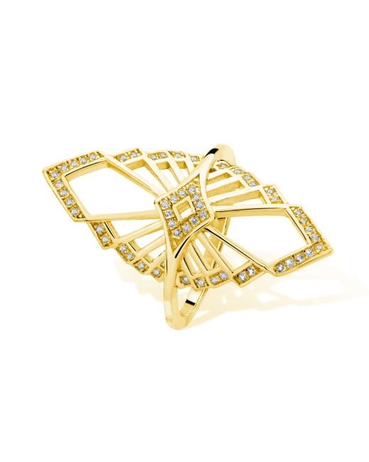 Lucy Quartermaine Metallic Mirror Chrysler Ring In Gold Vermeil