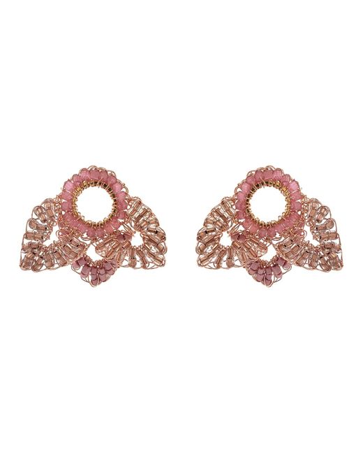 Lavish by Tricia Milaneze Pink Rose Quartz Mix Mermaid Mini Posts Handmade Crochet Earrings