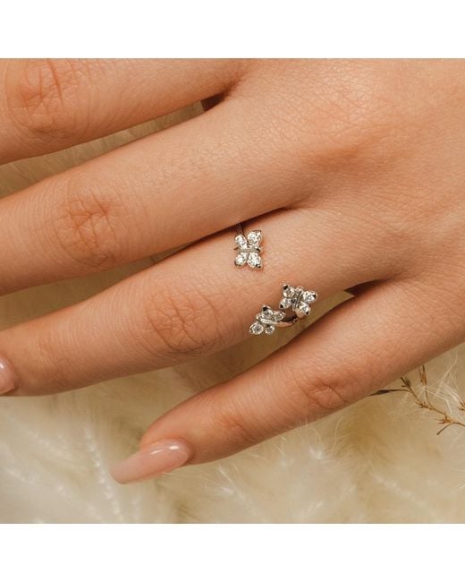 BLOOMTINE | Earth Angel HQ White Enchanting Flutterfly Sterling Trio Butterfly Ring