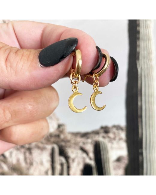 Glamrocks Jewelry Metallic Crescent Moon Huggie Hoop Earrings
