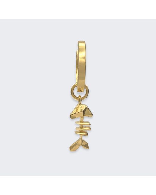 Frenvyrn Metallic Mars 18K Vermeil Fish Bone Huggie Hoop Earring Single for men